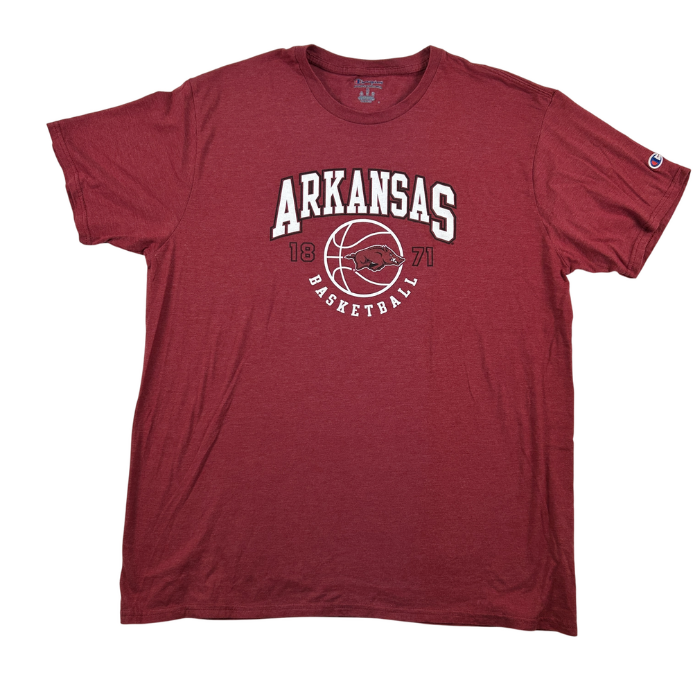 Champion Arkansas Basketball Shirt Mens XL Red Graphic Print Short Sleeve
